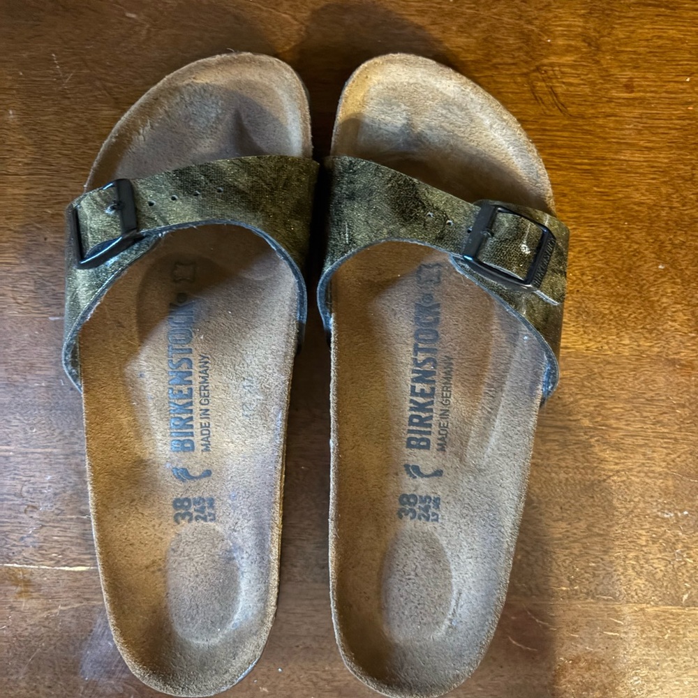 Birkenstock Sandals with Olive Green Buckle